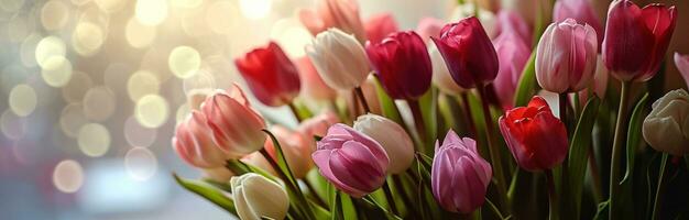 AI generated a bunch of tulips are placed in an arrangement photo