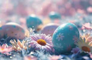 AI generated animated easter eggs background photo