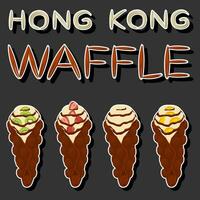 Illustration on theme big kit different types cone waffle with bubbles for dessert biscuit vector