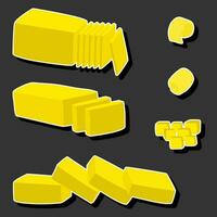 Illustration on theme big colored set different types creamy butter vector