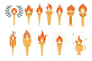 Set of Burning Flame Torches Illustration of symbol of Competitions vector