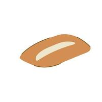 Ciabatta bun on isolated white background in flat style. Food and bakery products. Carbohydrates. Vector illustration.