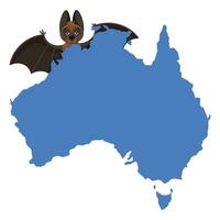 Kalong volador zorro a lo largo con un mapa de continente Australia vector