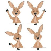 Cute kangaroo character set waving its paw vector