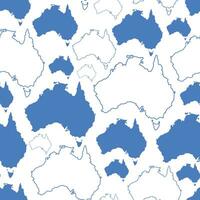 Seamless pattern of blue continents of Australia in outline and flat on a white background vector