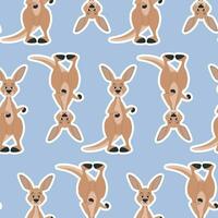 Australian kangaroo seamless pattern on blue background vector