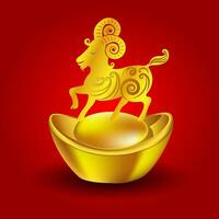 Year of the Goat Chinese Zodiac Goat on red background vector