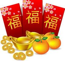 Red packet and Chinese new year decoration Chinese wording Translation is fortunate vector