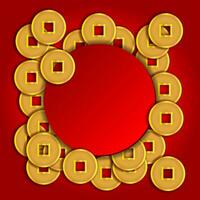 Gold coins background for Chinese New Year card vector