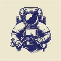 Astronaut in spacesuit. Vector illustration in vintage style.