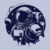 Astronaut in space. Hand drawn vector illustration in sketch style.