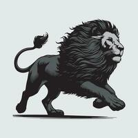 Lion vector illustration, black and white version, isolated on white background