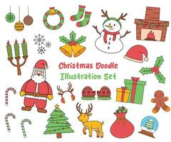 Colorful Christmas Doodle Illustration Set vector