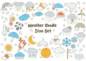Vector Set of Weather Doodle Colorful Icon