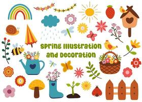 Set of Vector Spring Illustration and Decoration Icon