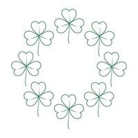Abstract rounded outline drawn frame border of shamrocks. Design concept for St. Patrick greetings vector