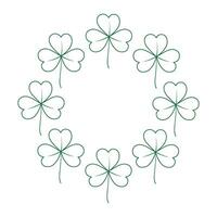 Abstract rounded outline drawn frame border of shamrocks. Design concept for St. Patrick greetings vector