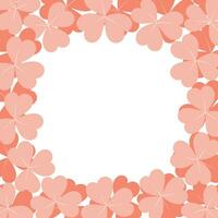 Abstract shamrock frame border with copy space in trendy Peach Fuzz. Design concept for greetings vector