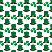 Shamrocks and Leprechaun hat with ribbon buckle seamless pattern design concept for St. Patricks Day vector