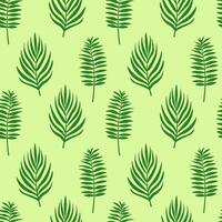 Abstract leave background seamless pattern on green background. Tropical palm tree leaf design wallpaper. Botanical vector design for print, wall arts, and wallpaper.