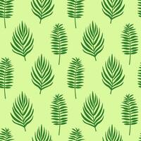 Abstract leave background seamless pattern on green background. Tropical palm tree leaf design wallpaper. Botanical vector design for print, wall arts, and wallpaper.