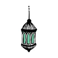 Ramadan hanging lantern line-art hand-drawn vector