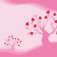 Valentine's day concept love illustration of tree with heart shaped leaves growing in paper cut style. vector