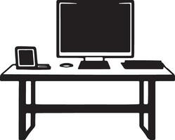 computer monitor and keyboard vector