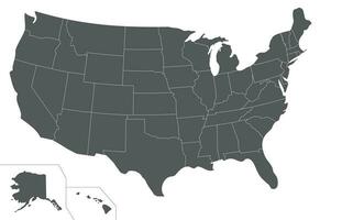 Blank USA Map vector illustration isolated on white background. Editable and clearly labeled layers.