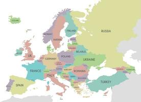 Political Europe Map vector illustration isolated on white background. Editable and clearly labeled layers.