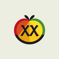 ai generado caramelo manzana de venta lleno vistoso inicial logo idea. delicioso postre. cliente experiencia. letras dentro vistoso manzana forma. gráfico diseño vector