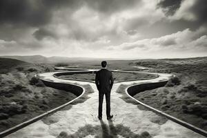 AI generated a man standing in the middle of a labyrinth photo