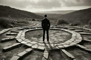 AI generated a man standing in the middle of a labyrinth photo