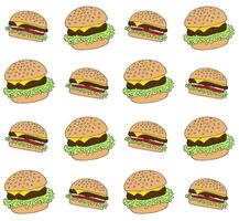 Vector seamless pattern of hand drawn burger