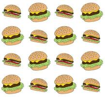 Vector seamless pattern of hand drawn burger