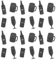 Vector seamless pattern of different beer glasses