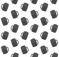 Vector seamless pattern of sketch beer glasses
