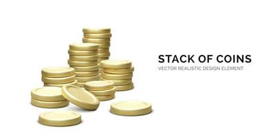 Gold coin stack. Heap of coins wealth concept. Business and investment vector illustration