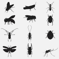 INSECTS silhouette set vector