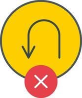 No U Turn Flat Icon vector