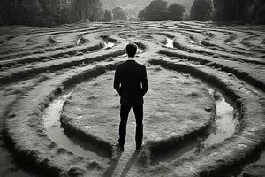 AI generated a man standing in the middle of a labyrinth photo