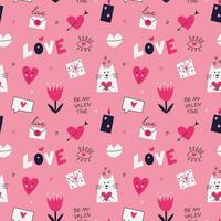 Seamless pattern with St Valentine Day elements vector