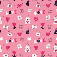 Seamless pattern with St Valentine Day elements vector