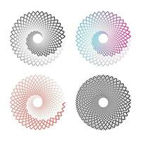 Concentric radial circles. Radiating, circular spiral, vortex circular lines. vector