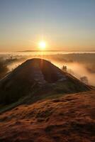 AI generated Sunrise over a megalithic tomb photo