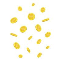 Coins. Falling coins, falling money, flying gold coins, golden rain. vector