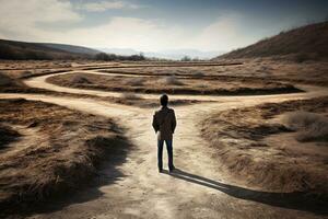 AI generated a man standing in the middle of a labyrinth photo