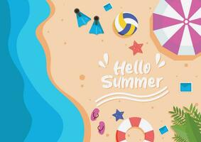 Hello summer flat design illustration background vector