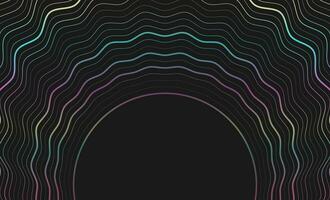 Holographic wavy circles abstract background vector