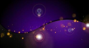 Violet wavy corporate background with golden bokeh light vector